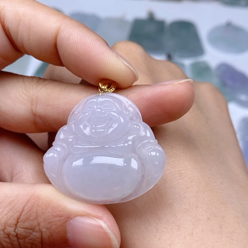 【闪购商品】颈饰18K金镶嵌翡翠佛公