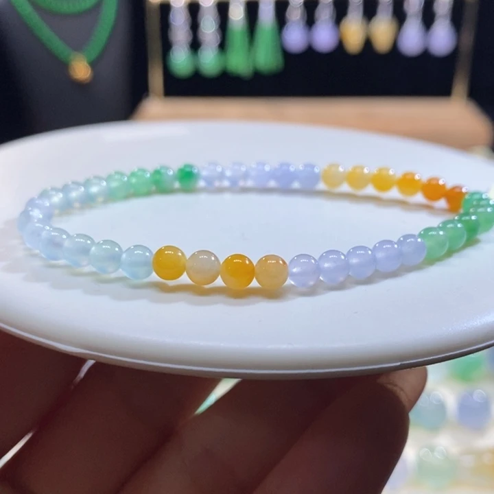 翡翠未镶嵌吊坠(不含链)翡翠渐变色圆珠手串