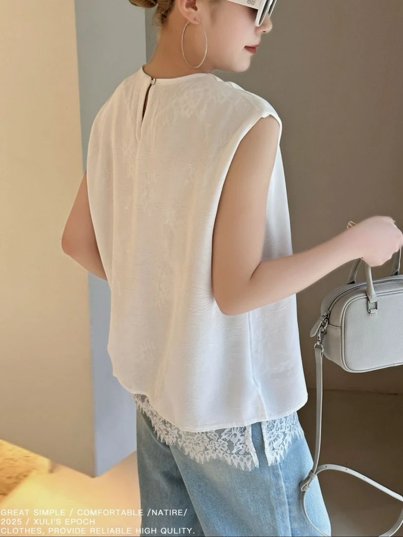 XULI'S EPOCH下摆蕾丝拼接无袖上衣·516-2175
