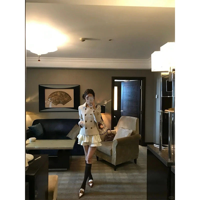 早秋季新款修身显瘦网红穿搭小香风上衣气质时尚收腰a字半身裙女