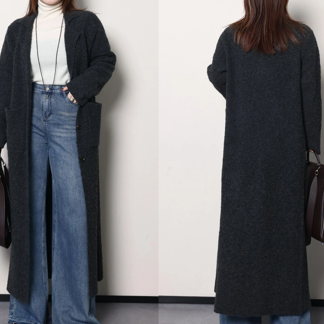 QC柚柚【智性松弛】微胖大码女秋冬宽松慵懒毛衣针织外套ZY408L42