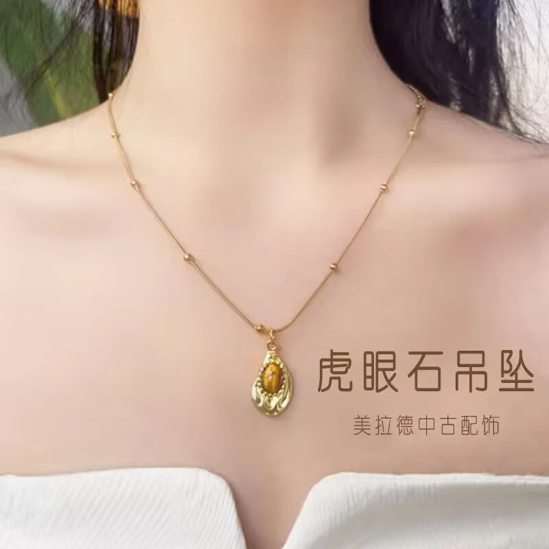 轻奢高级感小众diy项链仿金编绳不掉色女款网感中式风DIY吊坠