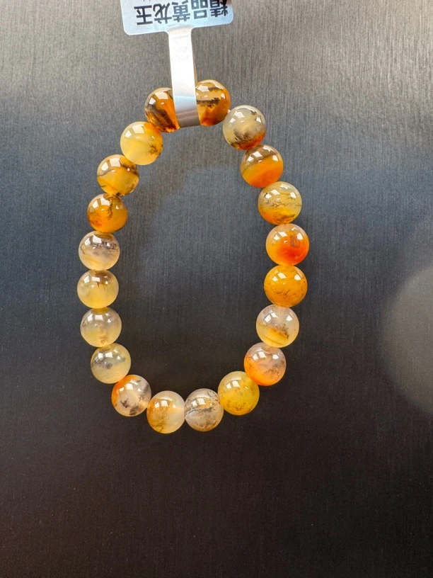 黄龙玉精品手链水草花珠子夏日必备款原产地-洋烟河水草花料子