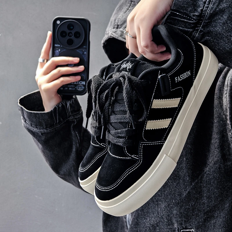 2025春季新款休闲鞋学生厚底复古板鞋男款潮流百搭小众设计潮鞋子