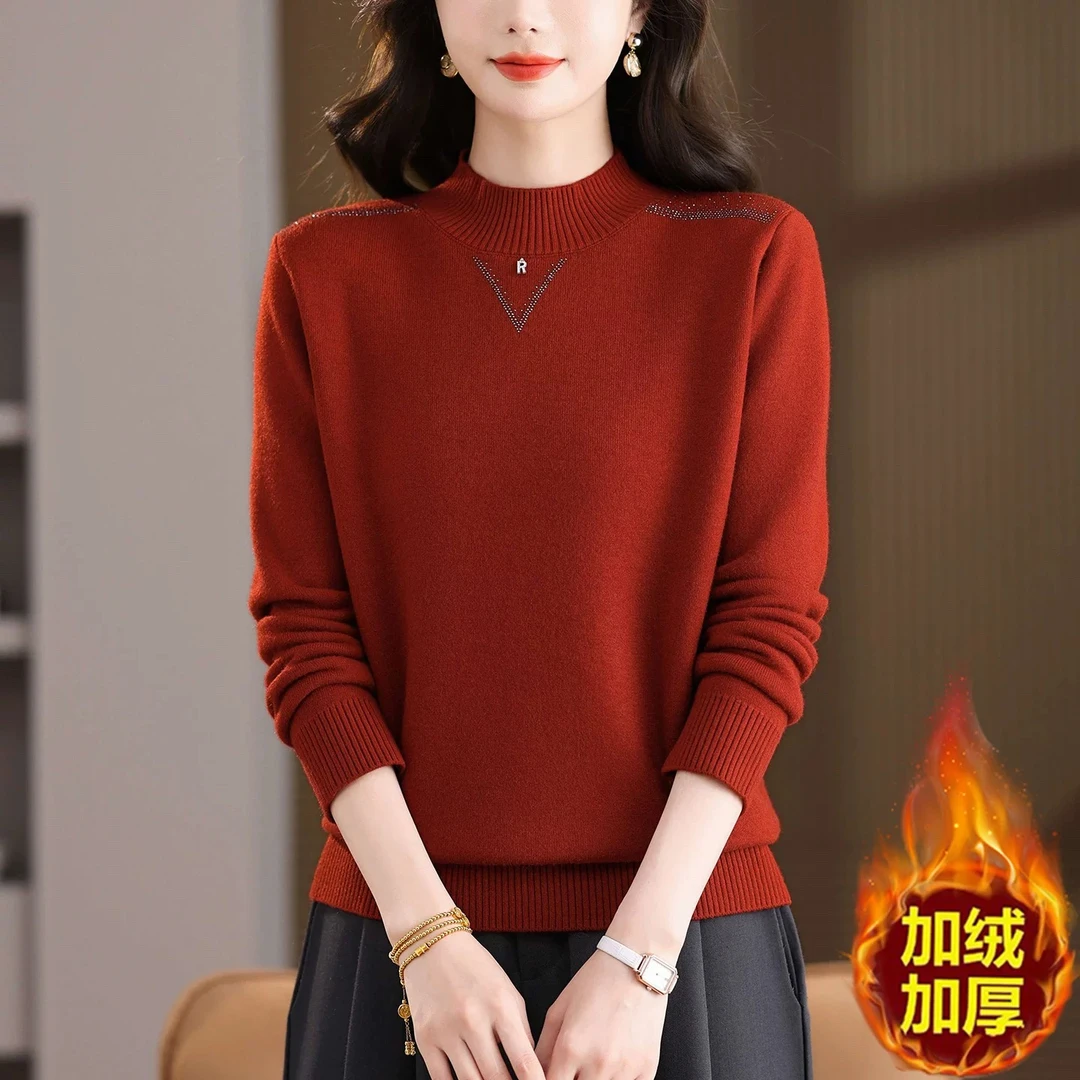 恒源祥集团彩羊妈妈秋冬季毛衣加厚洋气中年毛衫保暖减龄女装加绒