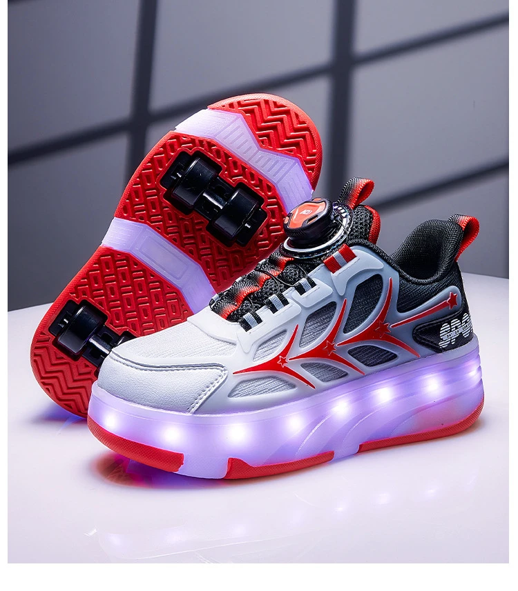 小孩子的暴走鞋四轮变形鞋可拆卸双轮滑轮鞋轮子男女儿童鞋学生版