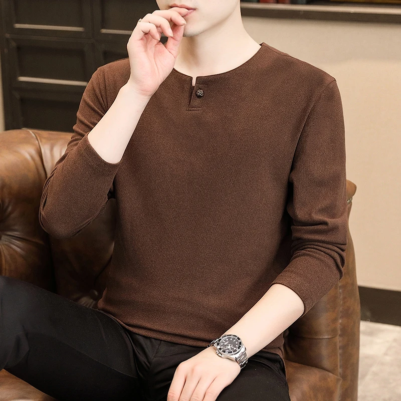 凯邦威t恤男士长袖中国风复古休闲内搭新中式秋衣男装体恤打底衫