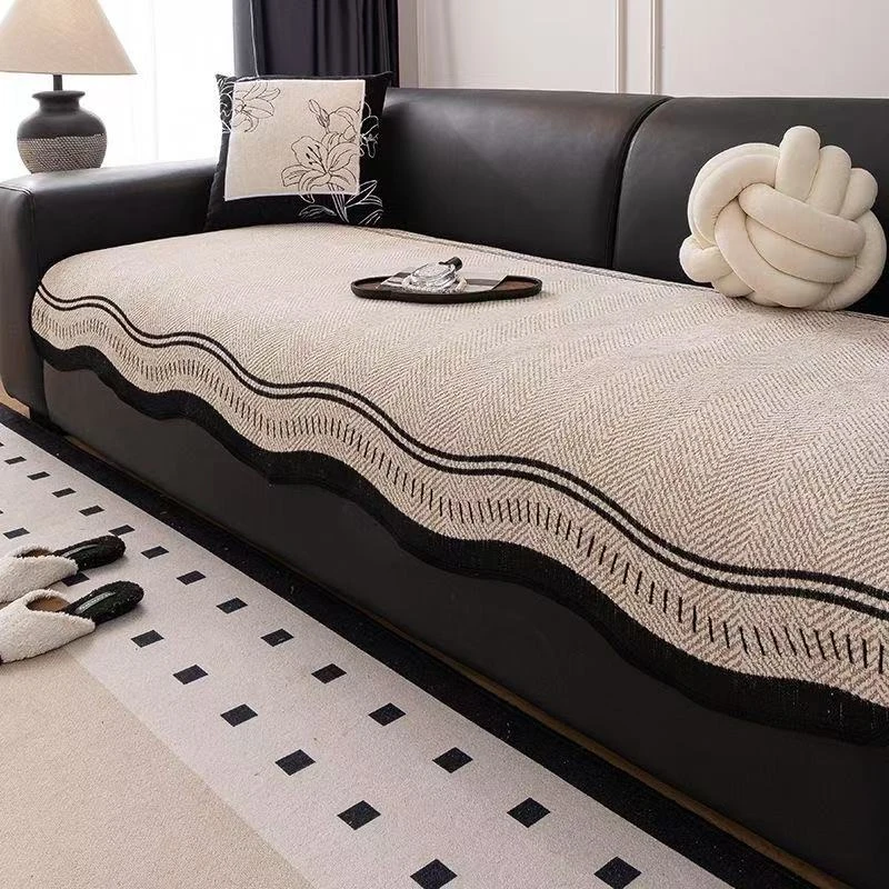 【异形波纹】高级感异形皮沙发垫雪尼尔2025新款四季通用固定防滑