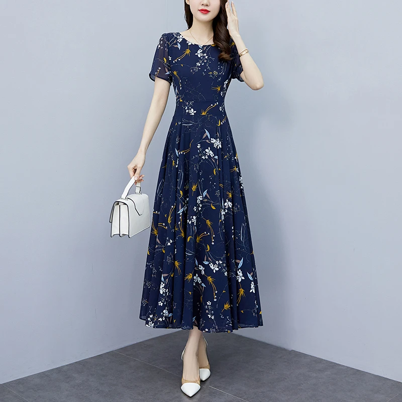 夏季新款雪纺碎花连衣裙大码mm胖大码秋款连衣裙裙子