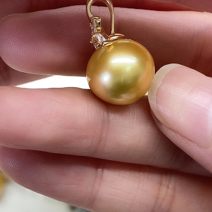 银S925镶嵌海水珍珠吊坠(不含链)