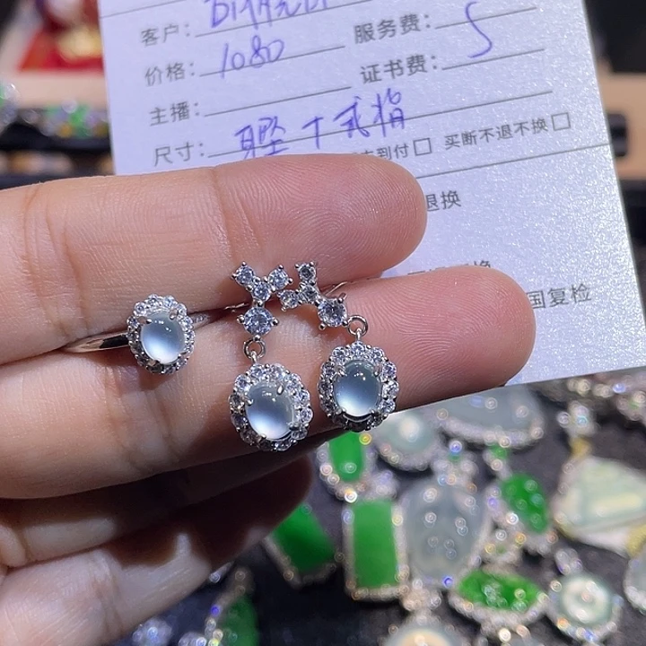 翡翠银S925镶嵌耳坠