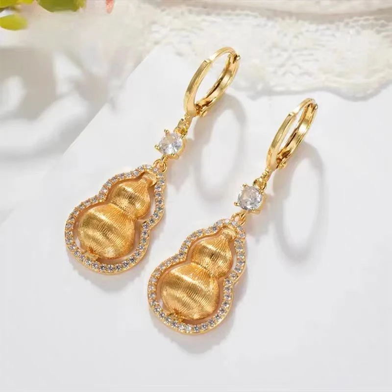 铜合金耳饰 几何个性时尚百搭金色小葫芦气质耳饰女N3755