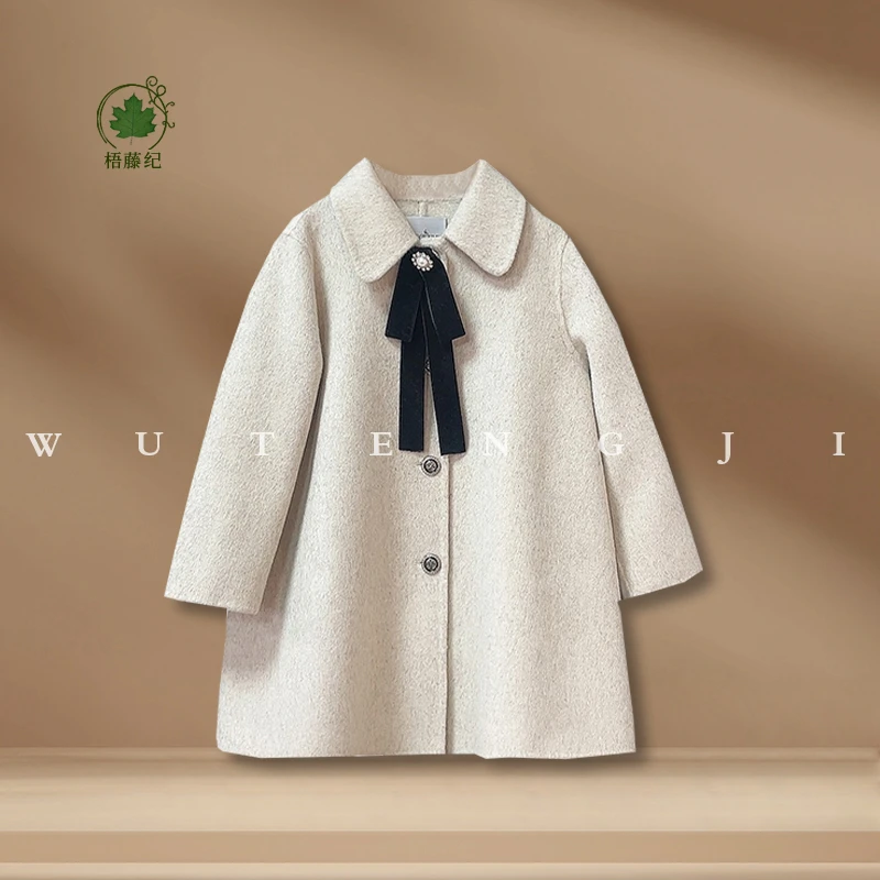 现货【流光】【纯手工双面大衣】2024冬新女童洋气双面呢外套24DT020