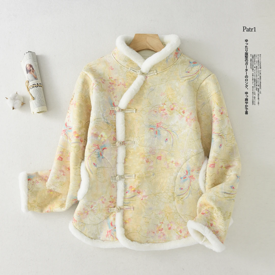 棉服女款爆款2023新款新中式国风女装复古盘扣棉袄外套BY-230016