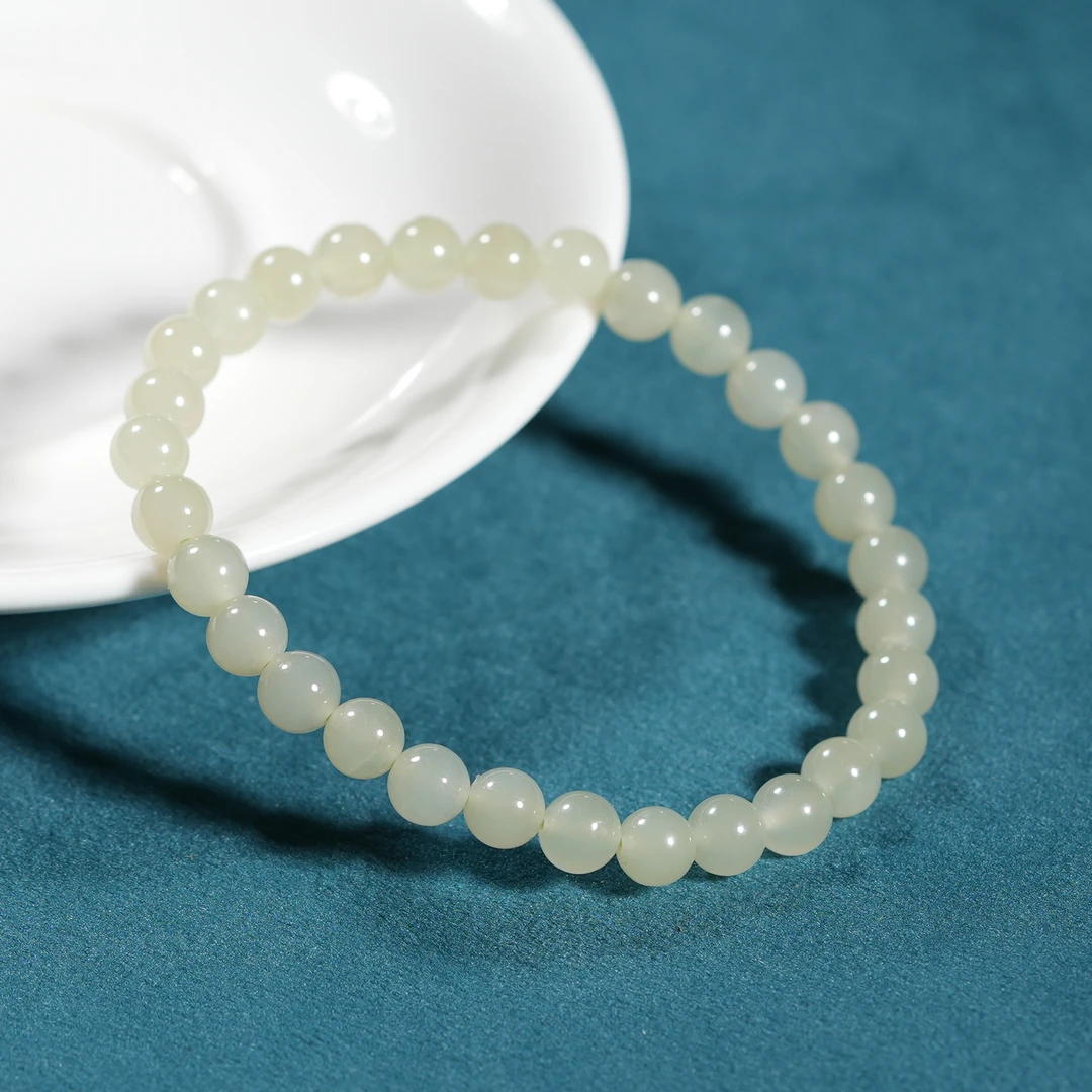 天然和田玉蜂蜜水手串6mm圆珠手链 多样性发其一 S047