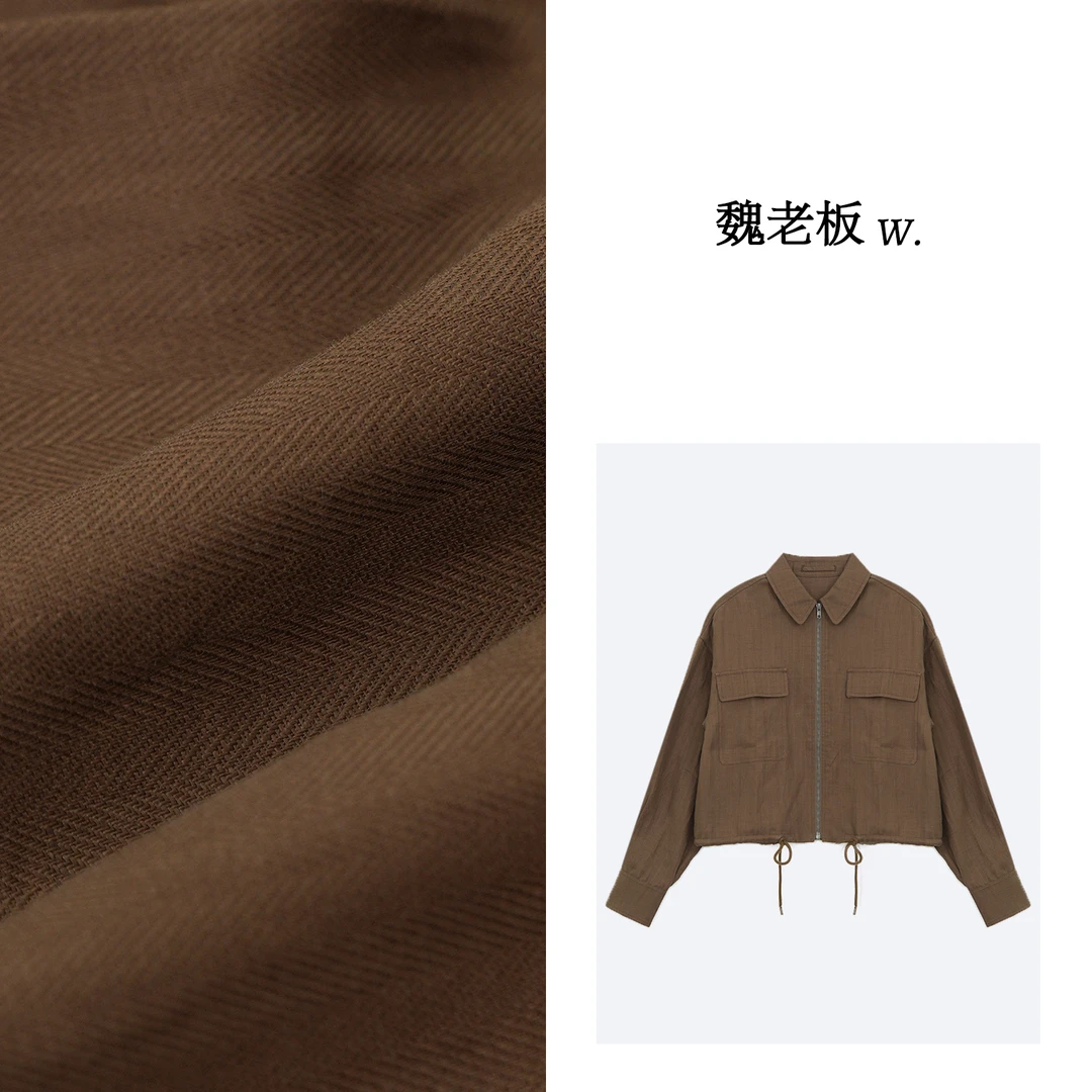 W.Diva【人间清醒】裁剪亚麻衬衫款polo领短外套洋气衣服3C20CX130