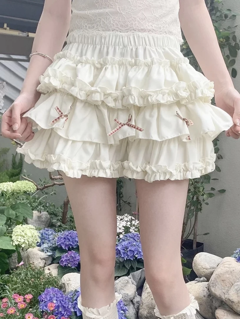 甜辣妹设计蝴蝶结蛋糕蓬蓬裙女夏季学院风百搭显瘦南瓜裤半身裙子