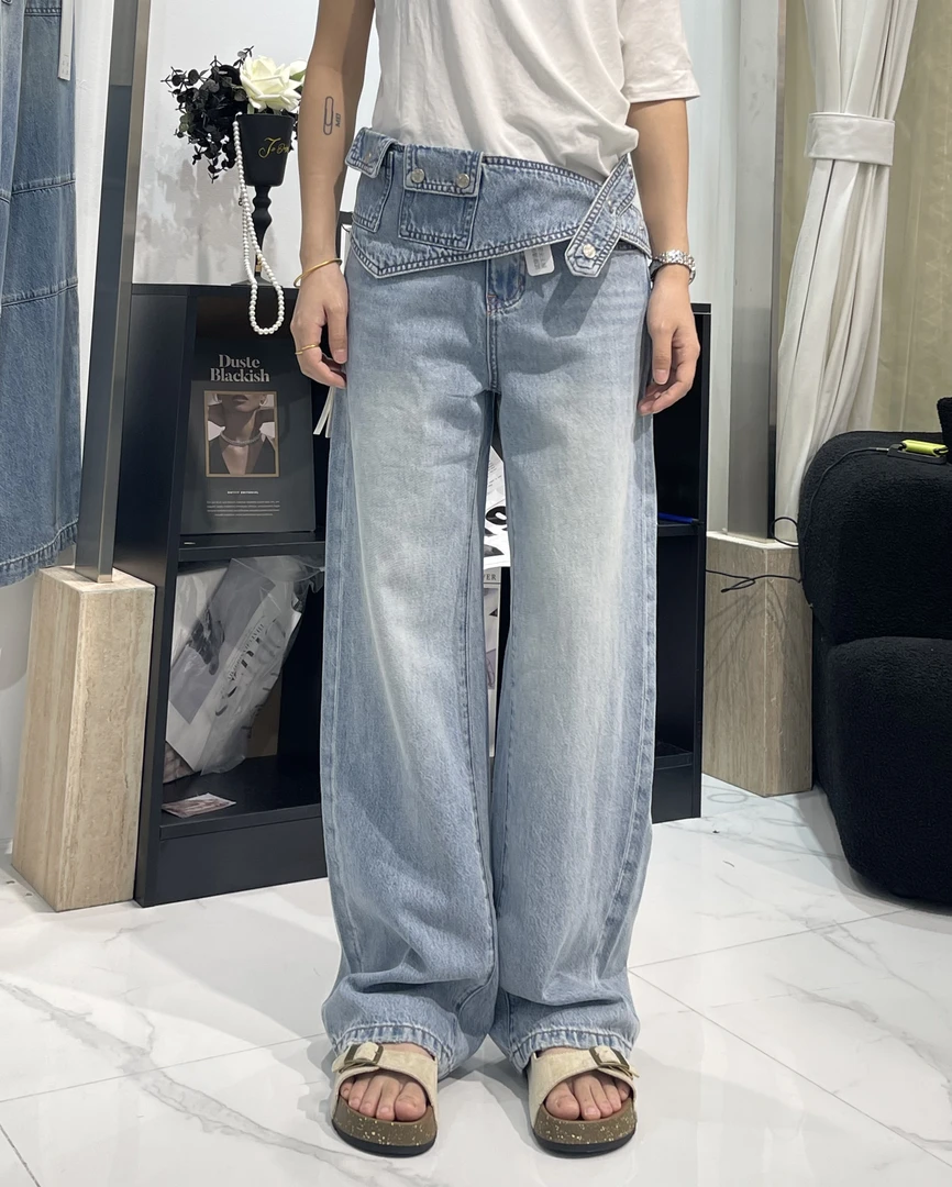 有货奢恭#7072夏季福利高品质无弹直筒牛仔裤（配腰封）裤长：104cm