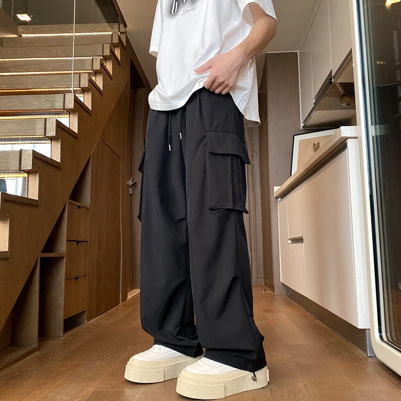工装冰丝裤男士夏季宽松直筒薄款伞兵冲锋裤休闲户外潮牌百搭裤子