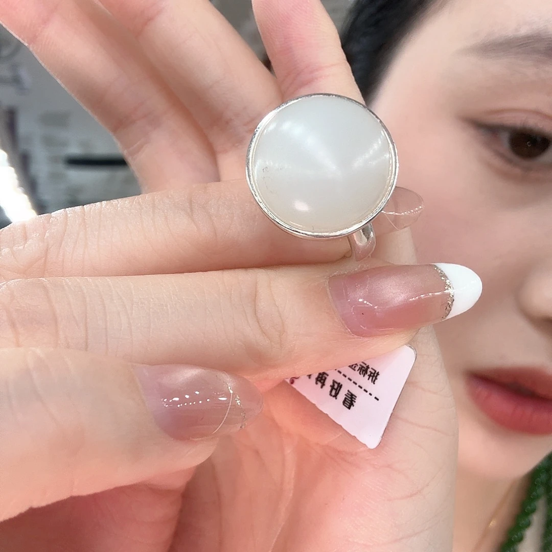 和田玉银S925镶嵌戒指