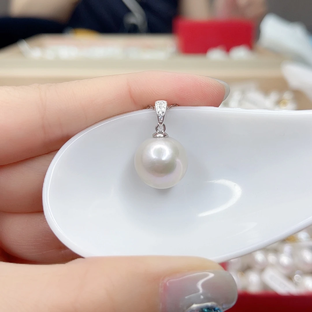 淡水珍珠银S925镶嵌吊坠(不含链)