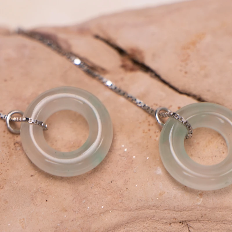 【晓卿】非洲翠平安扣银耳饰