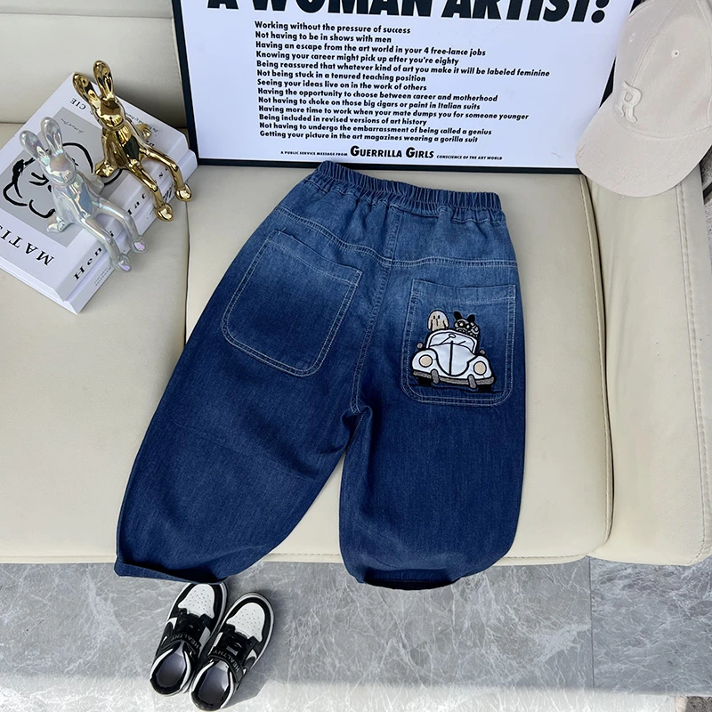 男童夏季牛仔裤薄款九分裤儿童夏款休闲裤女宝宝宽松中小童长裤子