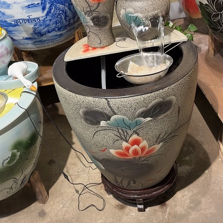 老***子景德镇陶瓷大缸流水摆件53