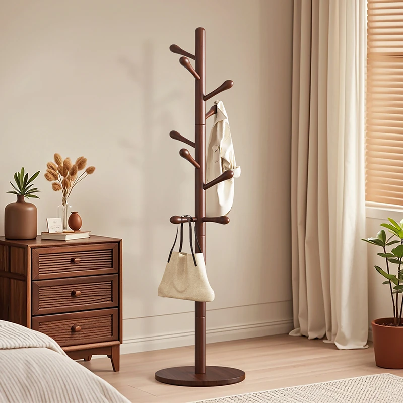 实木树枝落地衣架卧室立式挂衣架木质简易衣帽架家用挂衣服的架子