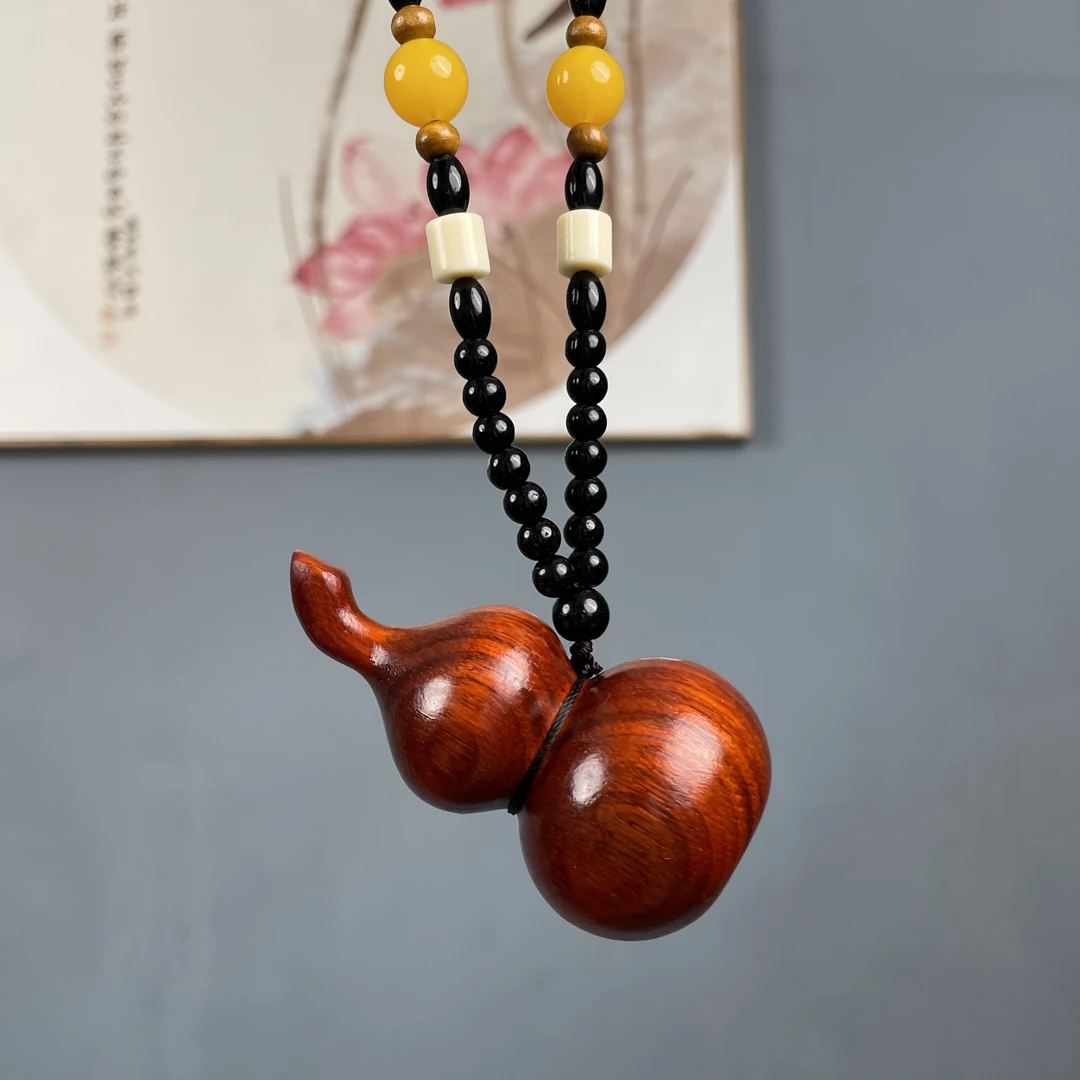 紫檀木把玩随身精雕老料葫芦手把件文玩工艺品车挂件多子多福