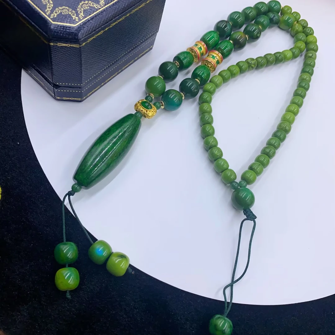 项链 4534  绿色椭圆珠珠项链百搭多样性发货