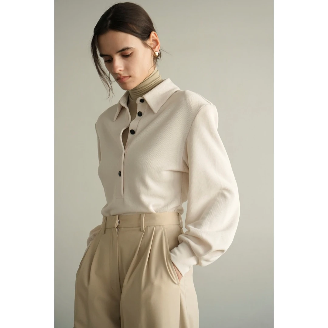 【Montendre】秋冬新款 松本 时尚洋气休闲自留款可拆垫肩POLO衫女