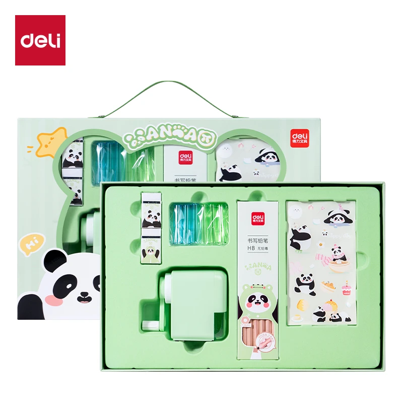 Deli/得力SG295熊猫文具礼盒套装随机款式