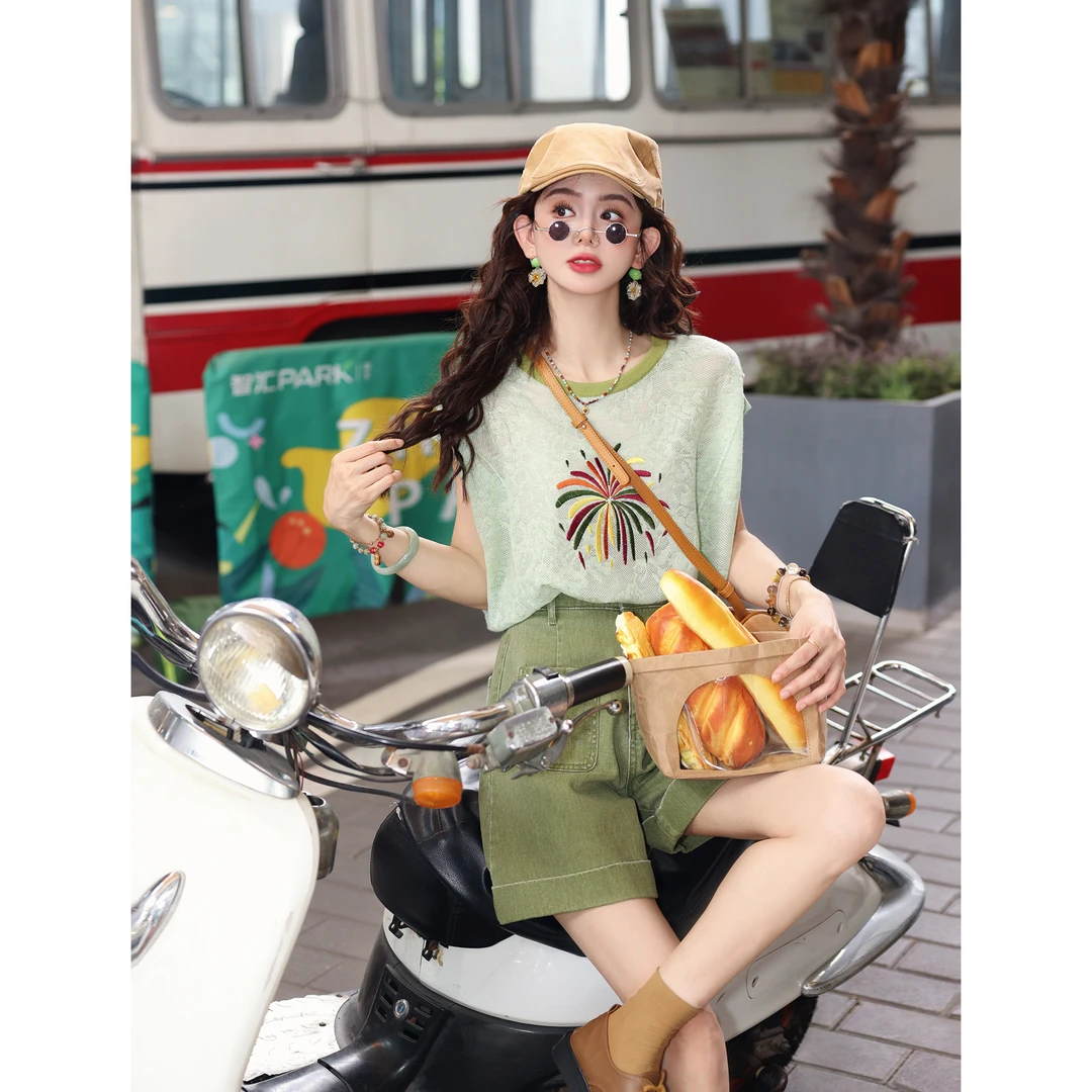 陈大器【夏日焰语】港风复古宽松夏季百搭短袖T恤休闲上衣JW2023655