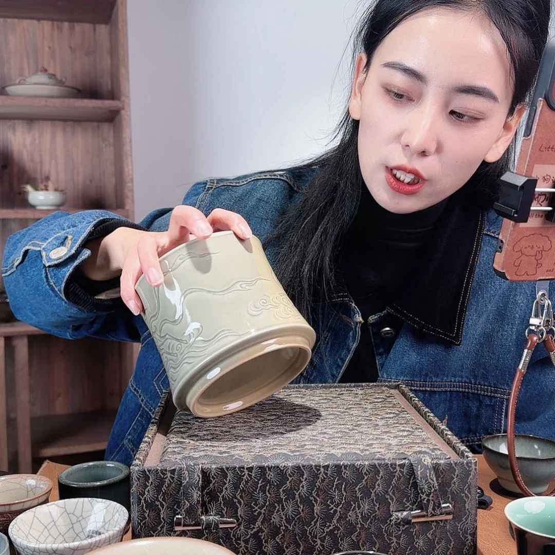 摆件瓷一路有你壶承微瑕