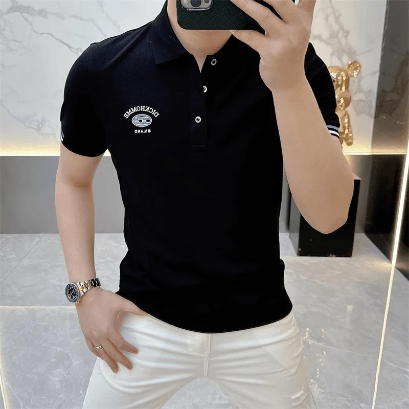 2025欧货轻奢高品质短袖T恤POLO衫时尚百搭半袖翻领条纹印花上衣