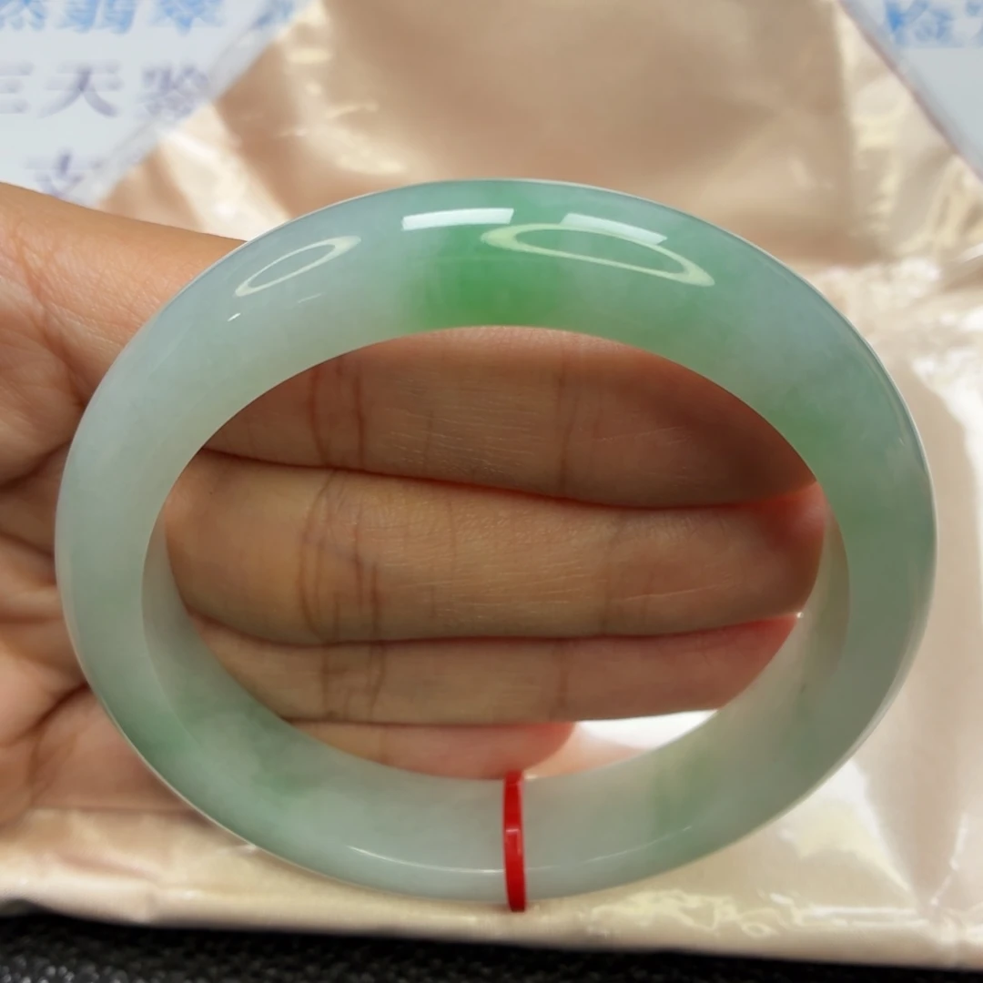 翡翠未镶嵌手镯老坑58圈起胶飘阳绿020