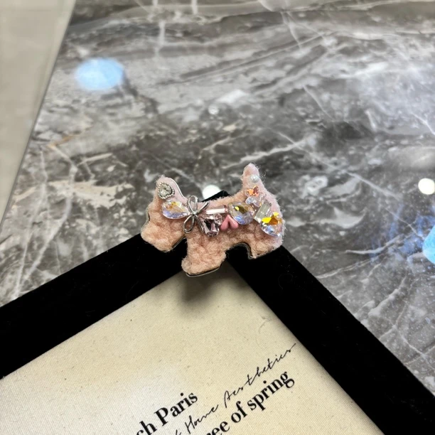 蝴蝶结粉小狗发夹FJ1739（一个）