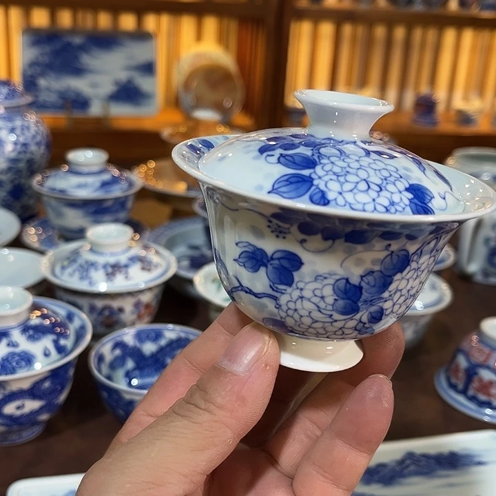 錡镇堂手工手绘绘盖碗