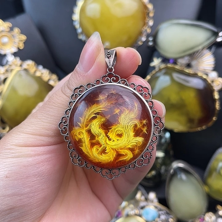 琥珀银S925镶嵌裸石