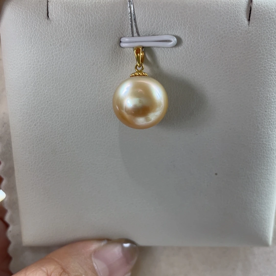 18K金镶嵌吊坠(不含链)海水珍珠南洋金珠13-14m m