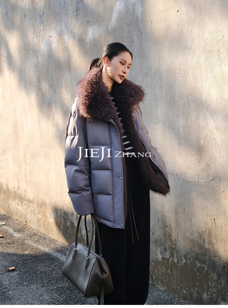 【JIEJI ZHANG】波兰进口绒高级定制秋冬时尚百搭长款鹅绒服351322