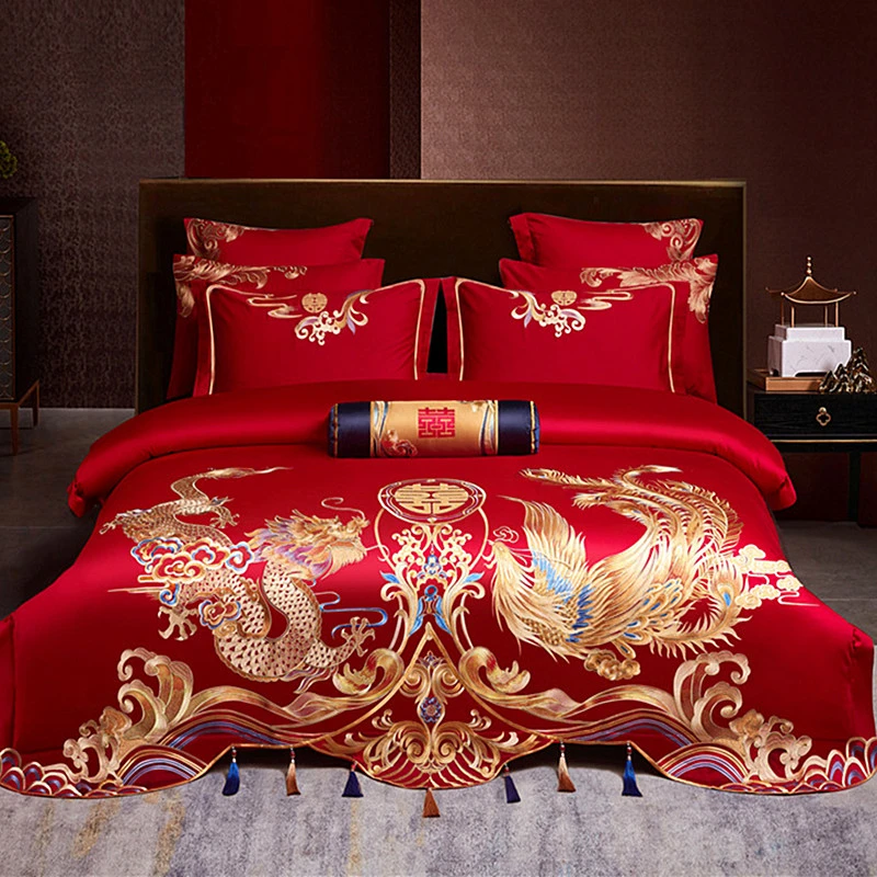 博洋家纺轻奢套件婚庆四件套全棉喜庆结婚龙凤床上用品纯棉婚嫁婚