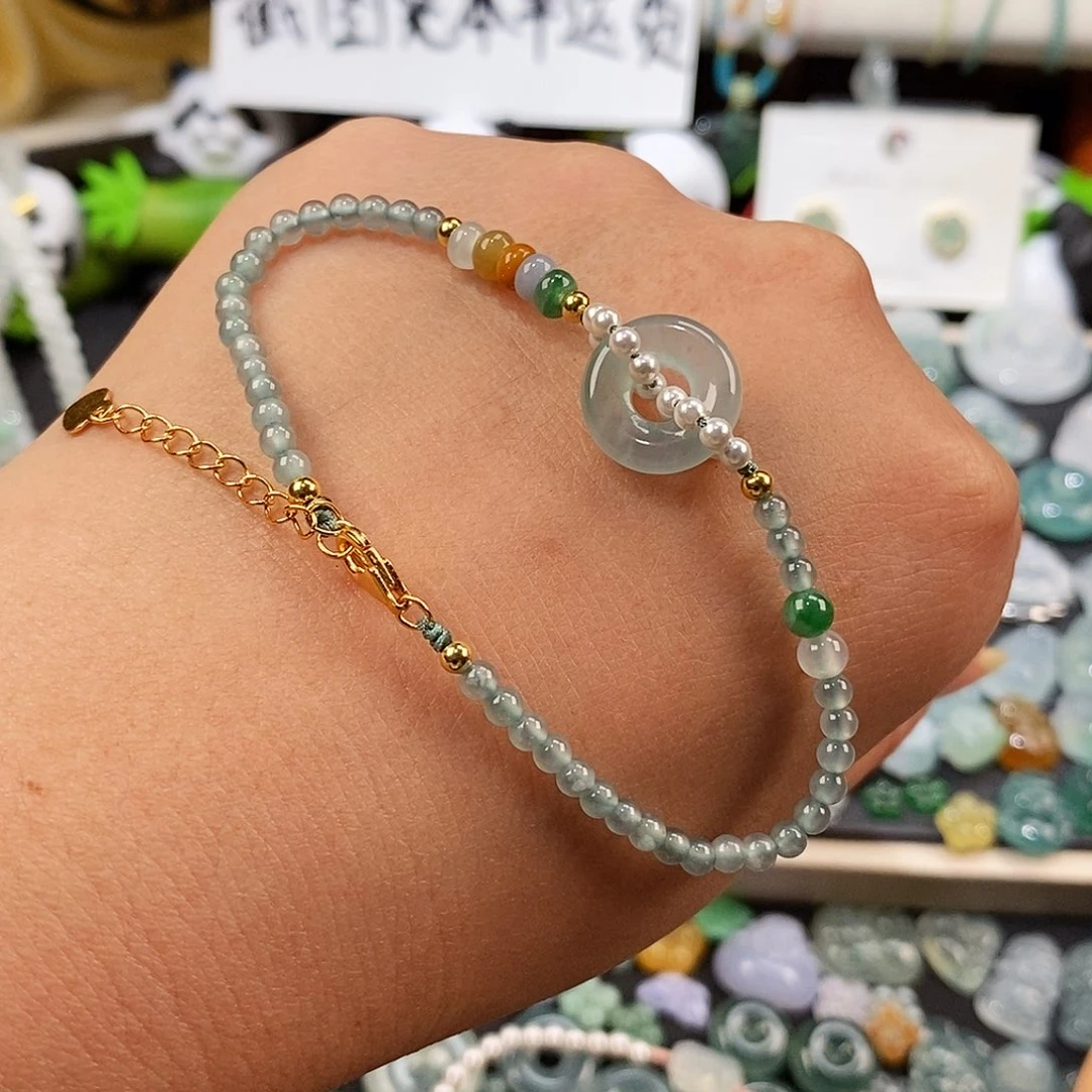 翡翠未镶嵌颈饰平安扣手链可调节