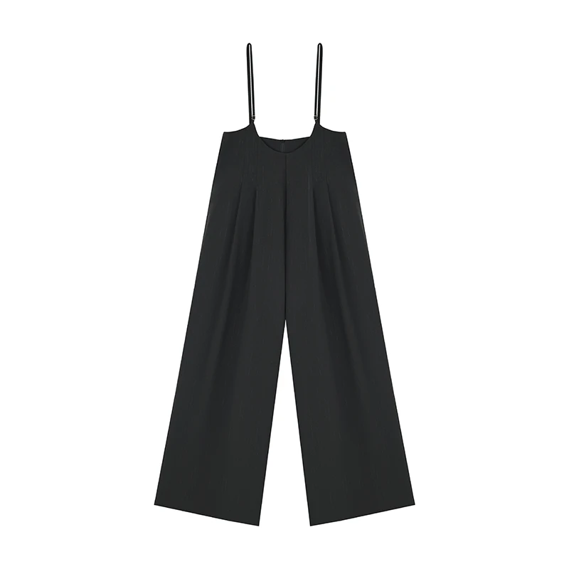 「街头步履」2025夏季新款高级时尚设计背带宽松高级阔腿裤L424-2