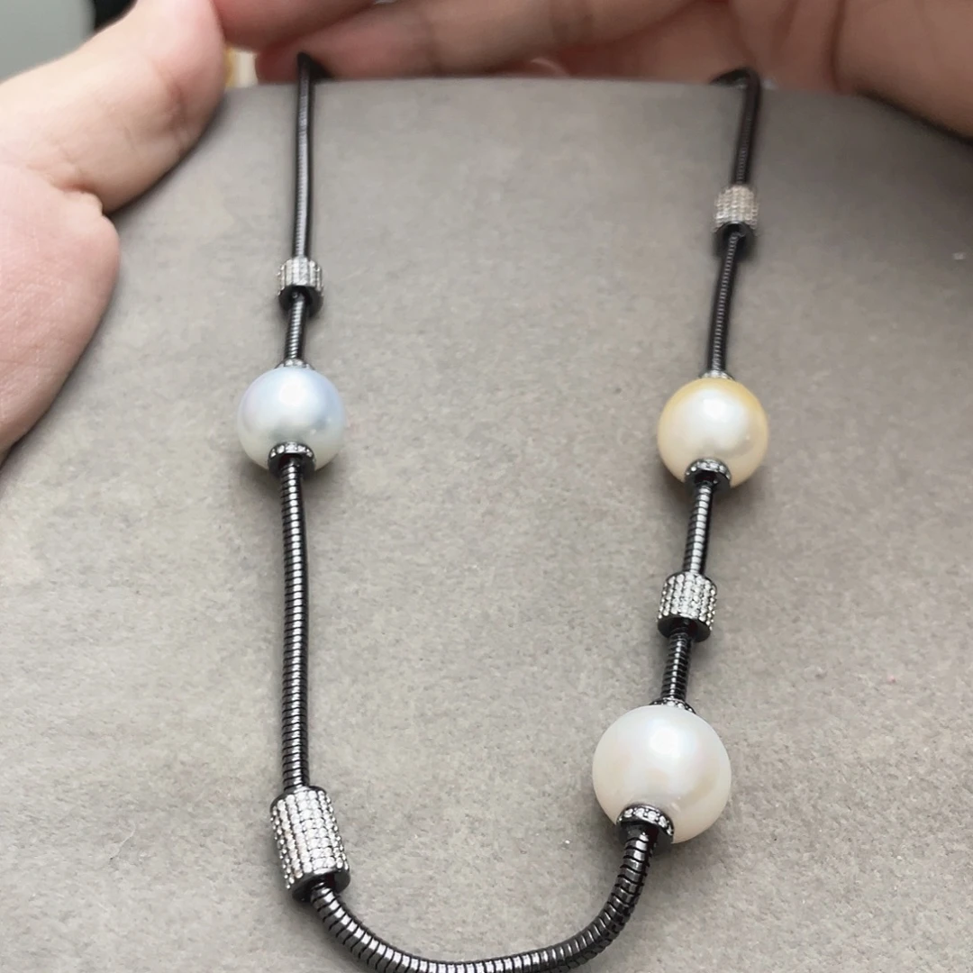 潔***海水珍珠颈饰银S925镶嵌