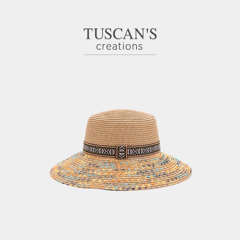 TUSCAN'S CREATIONS时尚复古风百搭女款草帽遮阳帽沙滩帽时代集团