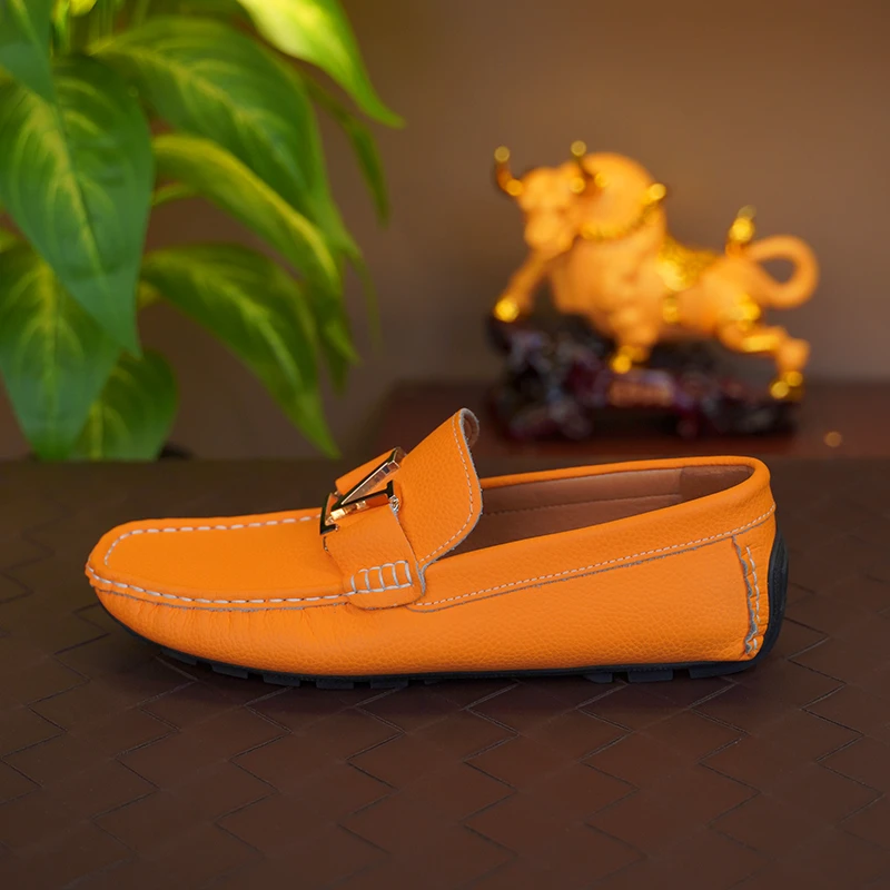 透气时尚百搭休闲鞋一脚蹬轻奢豆豆鞋乐福鞋软底软面百搭男鞋