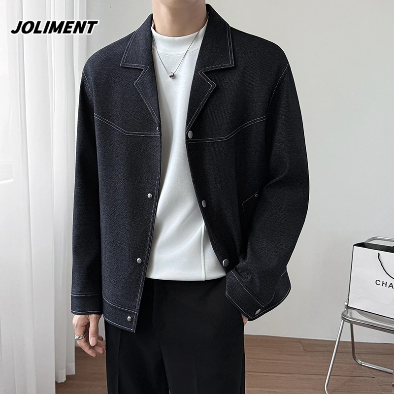 JOLIMENT牛仔外套男士春秋季痞帅宽松夹克高街潮牌百搭翻领上衣服