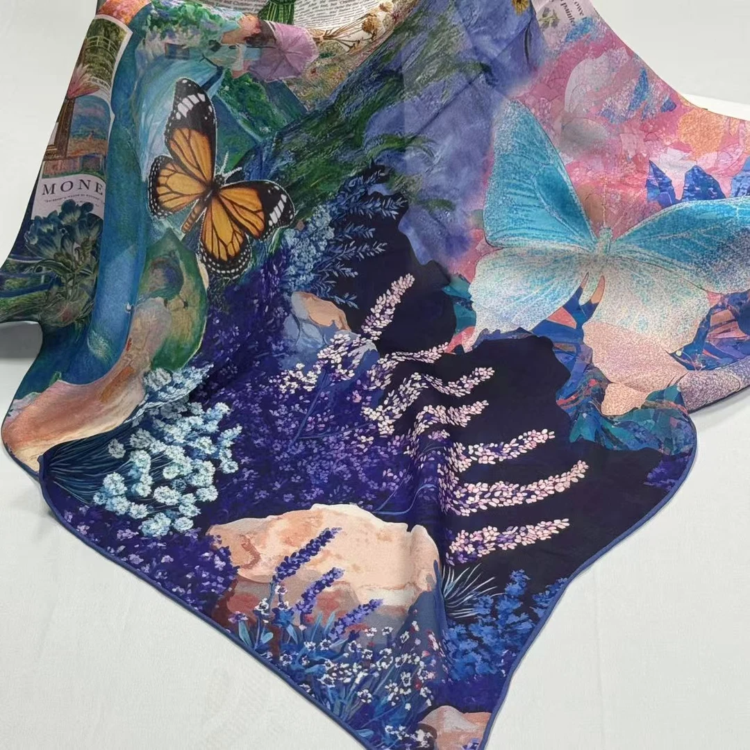 70 6D双乔纱巾-北国雪夜  65cm丝巾